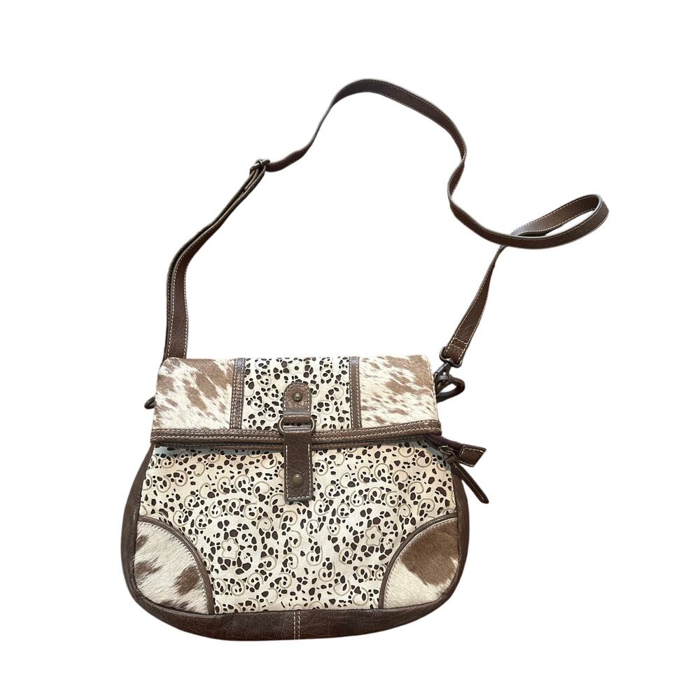 Ariat Brown Leather & Cowhide Purse – Clutch / Shoulder / Crossbody